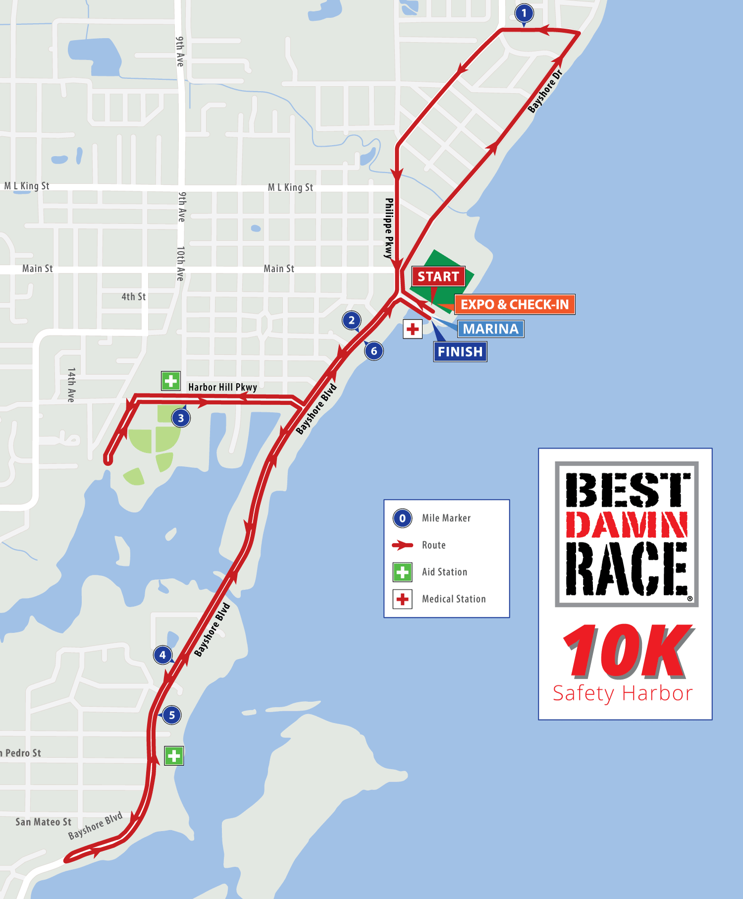 10K 27 Best Damn Race - 10K Race Map